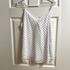 NWT Calvin Klein Polka Dot Black White Fully Lined Tank Shell Blouse Size S